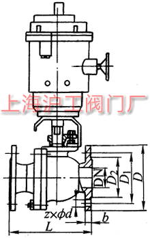 Q941Y 型 PN16~PN63 法蘭連接浮動(dòng)硬密封電動(dòng)球閥外形及結(jié)構(gòu)尺寸示意圖