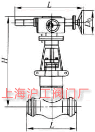Z961Y-P54100V、Z961Y-P54140V、Z961Y-P54170V 型高溫高壓電動(dòng)電站閘閥主要外形及結(jié)構(gòu)尺寸示意圖